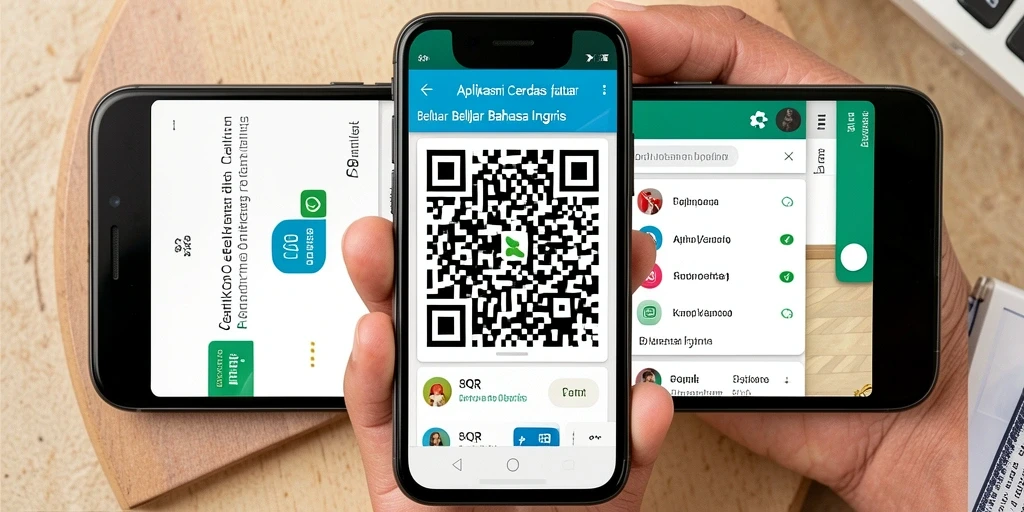 Tampilan antarmuka user-friendly 8QR untuk belajar Bahasa Inggris.