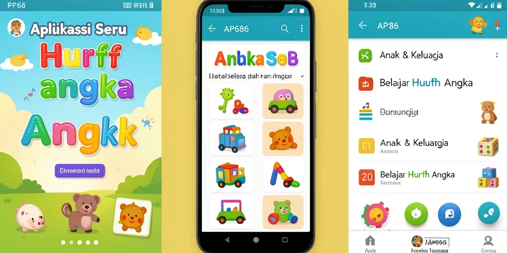 Antarmuka aplikasi AP686 yang menarik dan edukatif untuk anak.
