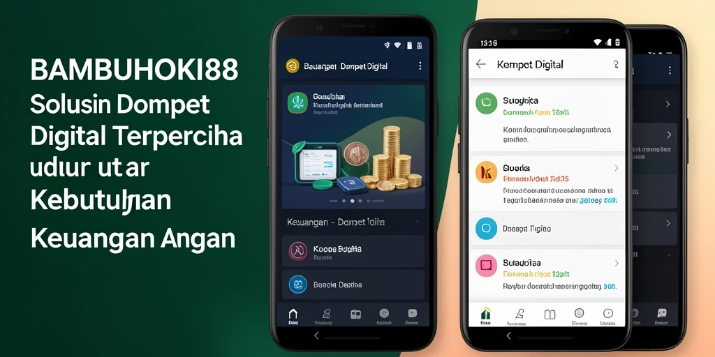 Tampilan antarmuka aplikasi Dompet Digital BAMBUHOKI88 yang modern dan user-friendly.