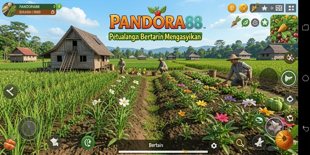 Antarmuka PANDORA88 menampilkan kebun yang indah dan tanaman yang beraneka ragam.