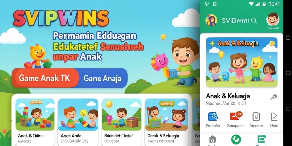 Tampilan antarmuka interaktif SVIPWINS yang menarik bagi anak-anak.